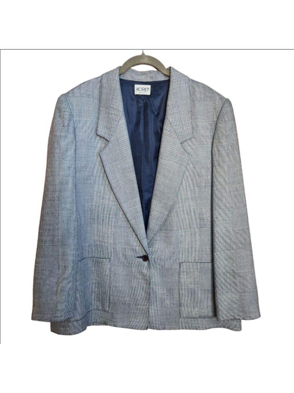 VINTAGE BLUE AND WHITE BLAZER 1 BUTTON CLOSURE LINED SIZE 16 EUC